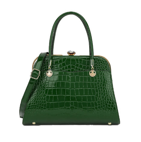 Croco Patent Leather Kiss Lock Satchel