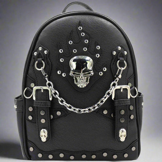 Concealed Carry Backpack Purse • Studded leather backpack • Western Skull Concho Chain Studded Concealed Carry Cowgirl Backpack